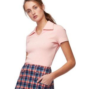 NWT Dangerfield Revival Pink V-Neck Collared Top (AU 12)